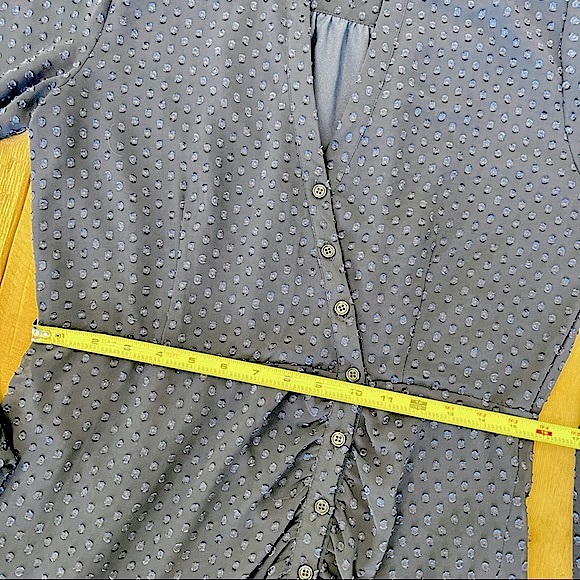 Anthropologie Yumi Kim Valencia Dropped Waist Swiss Dot Dress Navy Womens Sz XL - Picture 14 of 16